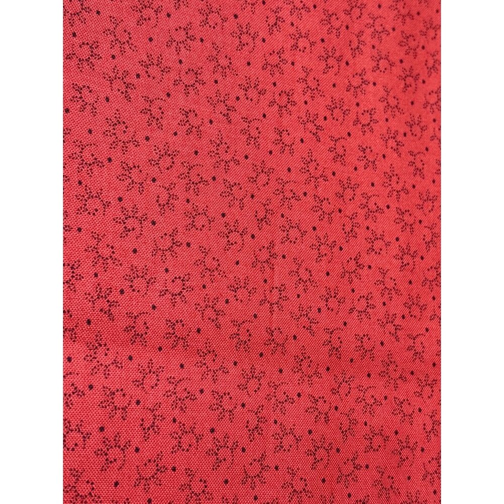 Andover Needl Love Red Floral Cotton Fabric 20" x 44" Quilting Sewing Renee Nann